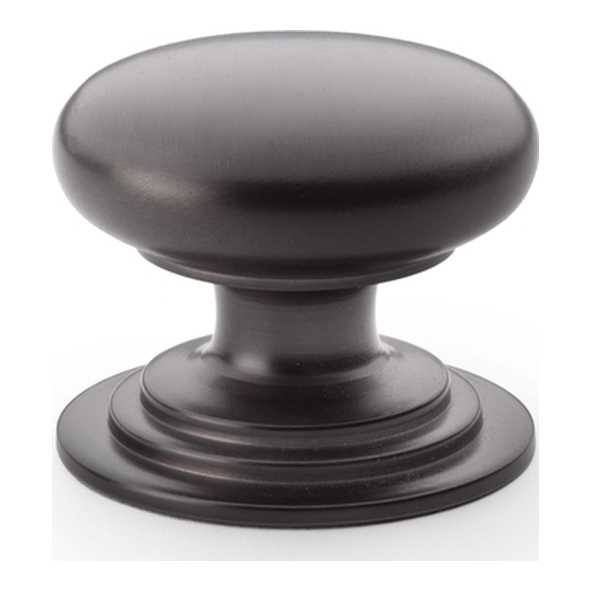 AW825-38-DBZ • 38mm • Dark Bronze • Alexander & Wilks Waltz Round Cupboard Knob on Stepped Rose